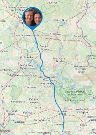 Strecke von Sohland bis Vetschau auf der Karte